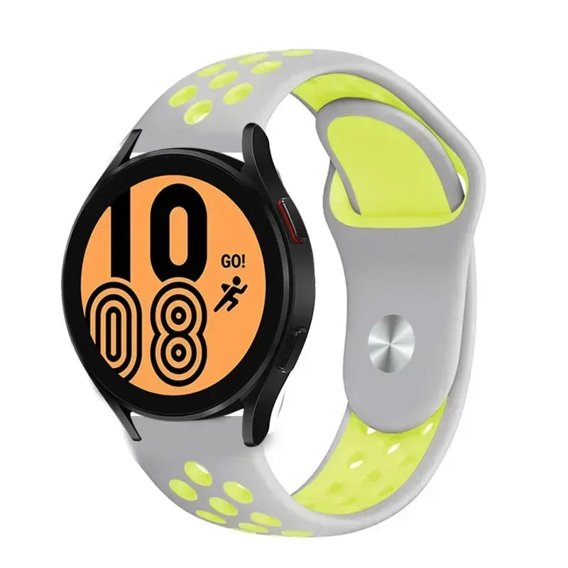 20mm 22mm Watch Strap for Samsung Galaxy Watch 6 5 4 3 Classic 47mm 43mm Pro 45mm 40mm 44mm Silicon Bracelet Huawei GT/3/2 Band Qme Gray Yellow 20MM Watch Band