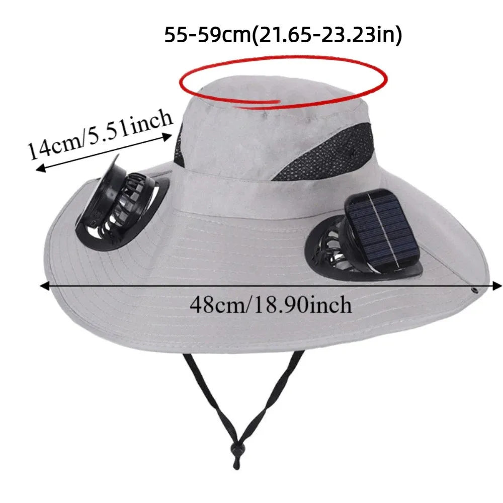 Convenient Dual Fan Solar Hat Breathable 3 Speeds Summer Visor Cap Qme