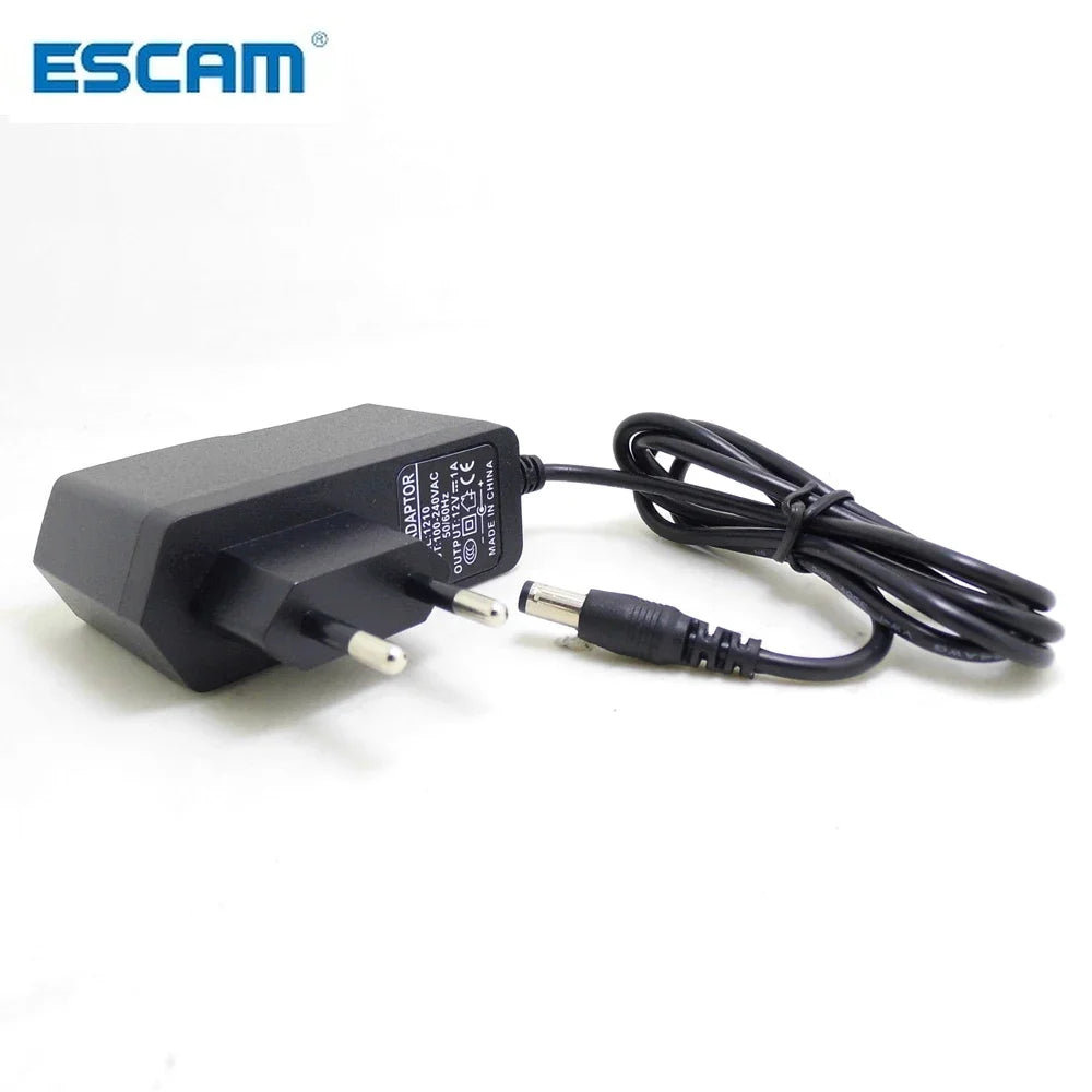 ESCAM EU Plug AC/DC Power adapter charger Power Adapter for CCTV Camera AC 100-240V DC 12V 1A (2.1mm * 5.5mm) Qme