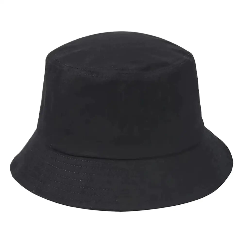 Fisherman Hat Solid Sun Bucket Hats Fot Men Women Anti-UV-Protection Qme Black
