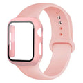 Glass+Case+Strap for Apple Watch Band 45mm 44mm 41mm 40mm 38mm 42mm Screen Protectors for Apple IWatch Series 9 8 7 6 SE 5 3 4 Qme Light-light-pink 40mm