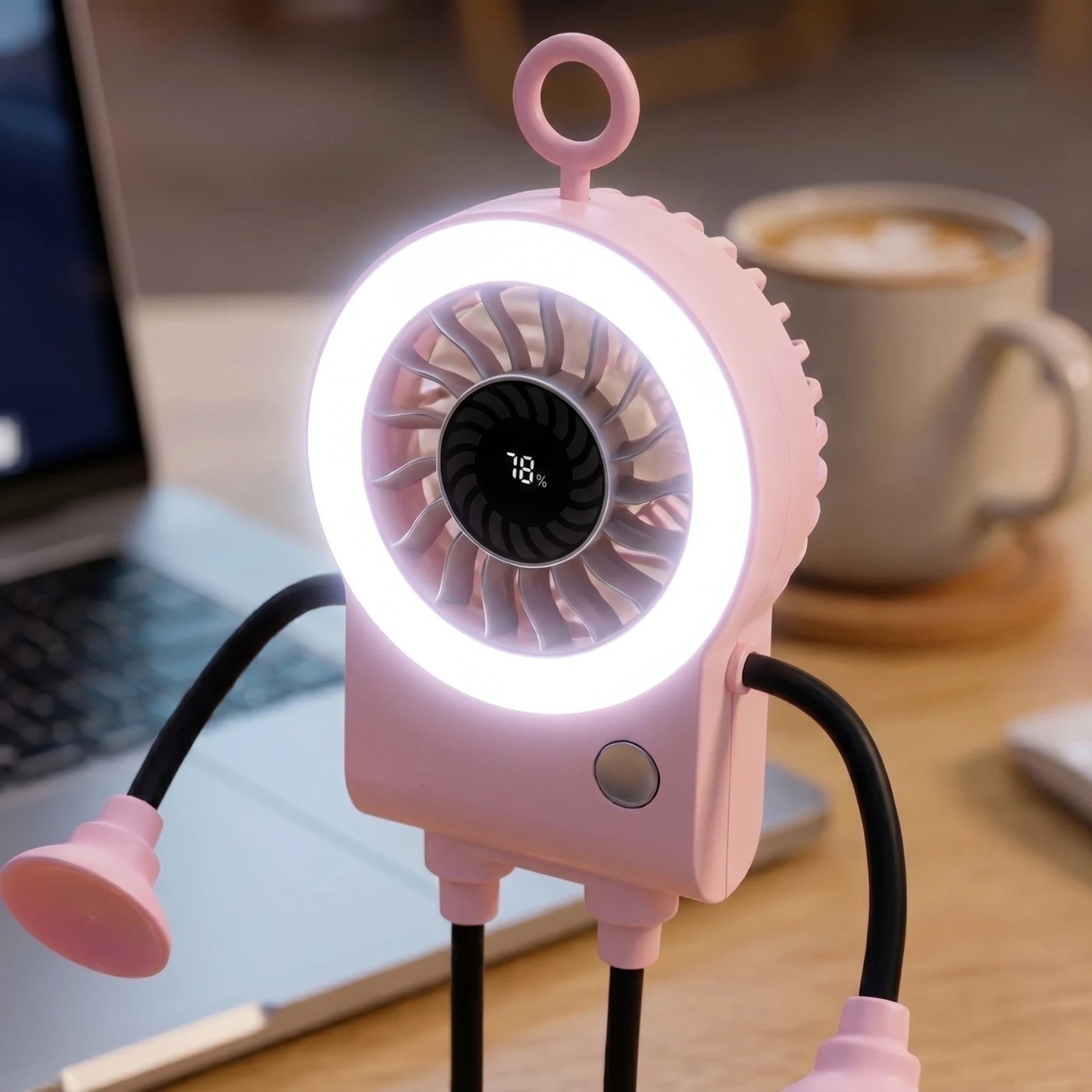 Mini Lovely Electric Fans Foldable Design Protable Outdoor and Office Fans with Suction Cup and Digital Display Summer Essential Qme