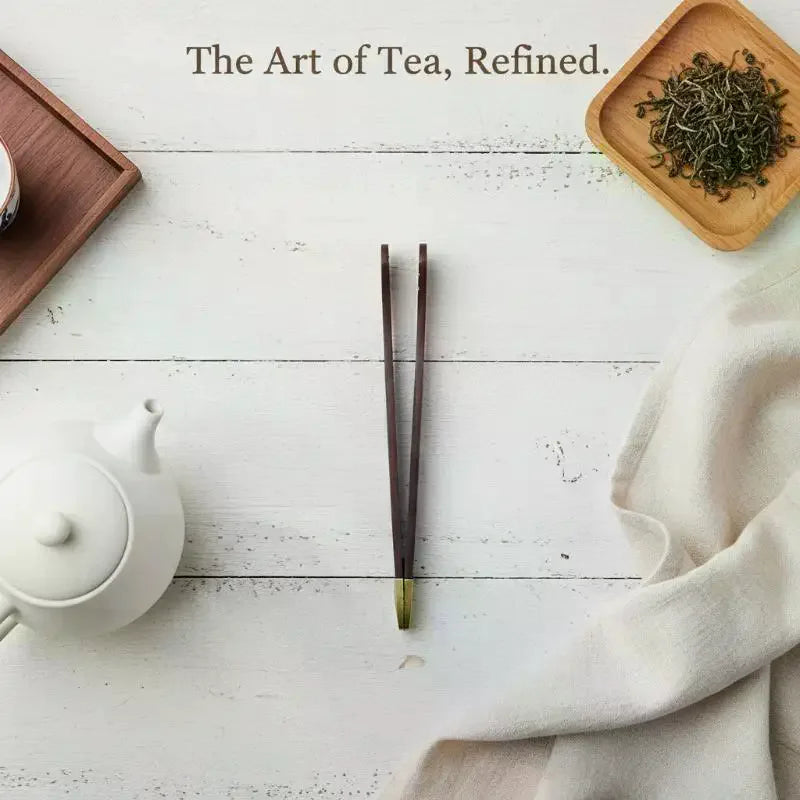 Teacup Clip Convenient Ebony Alloy Tea Tweezers Tweezer Bamboo Wooden Qme