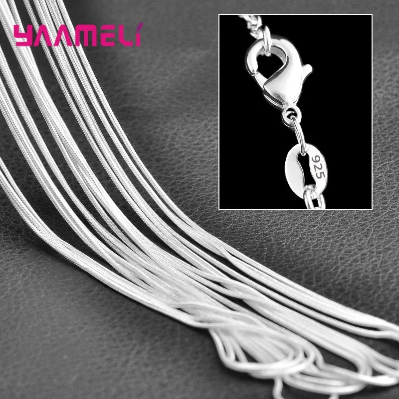 5PCS Wholesale Pure 925 Sterling Silver Color Charm Link Chain Necklace Jewelry with Strong Smooth Lobster Clasps 16-30 Inches Qme Model 1 20 Inch 50CM