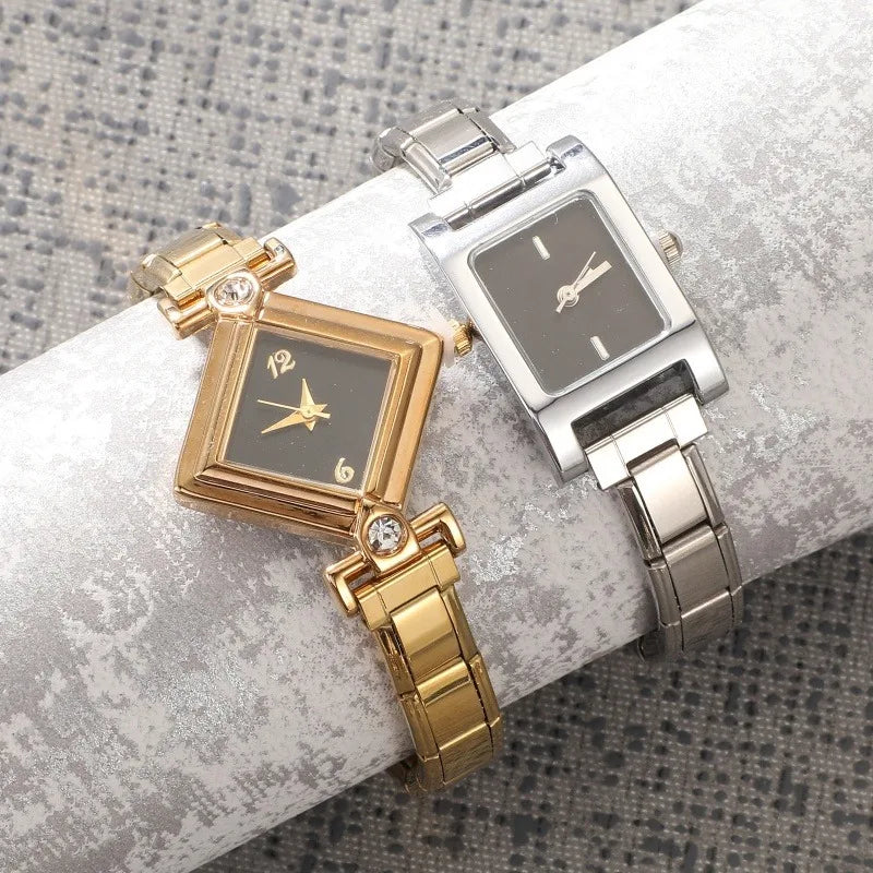 Fashion Women's Stainless Steel Square Triangle DIY High Quality Watch Bracelet Bangle Party Friend Wife Birthday Jewelry Gifts Qme