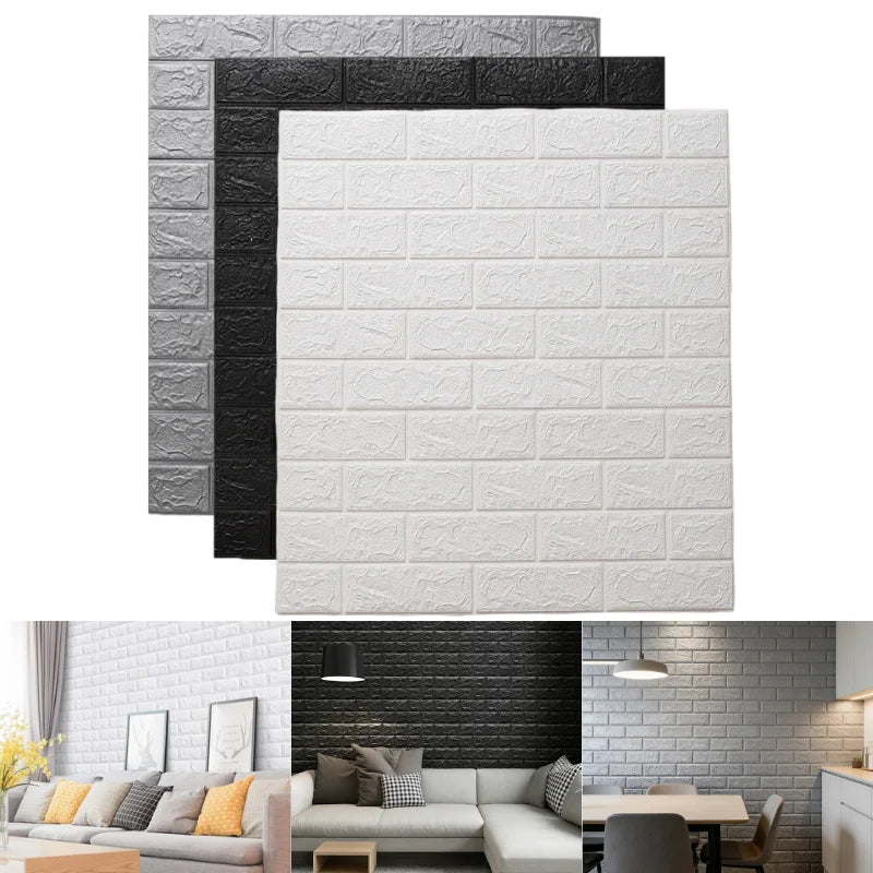 Waterproof 3D Brick Wallpaper 77cmx70cm Self Adhesive Wall Sticker Qme