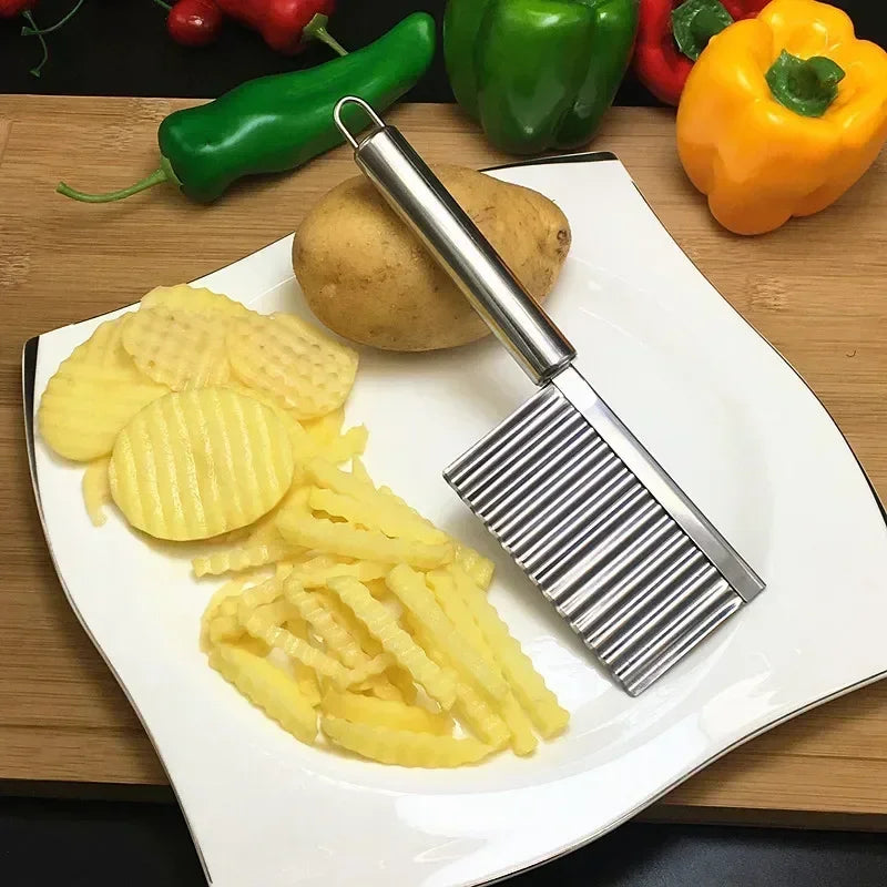 Stainless Steel Wave Potato Slicer Vegetable Cutter French Fries Qme