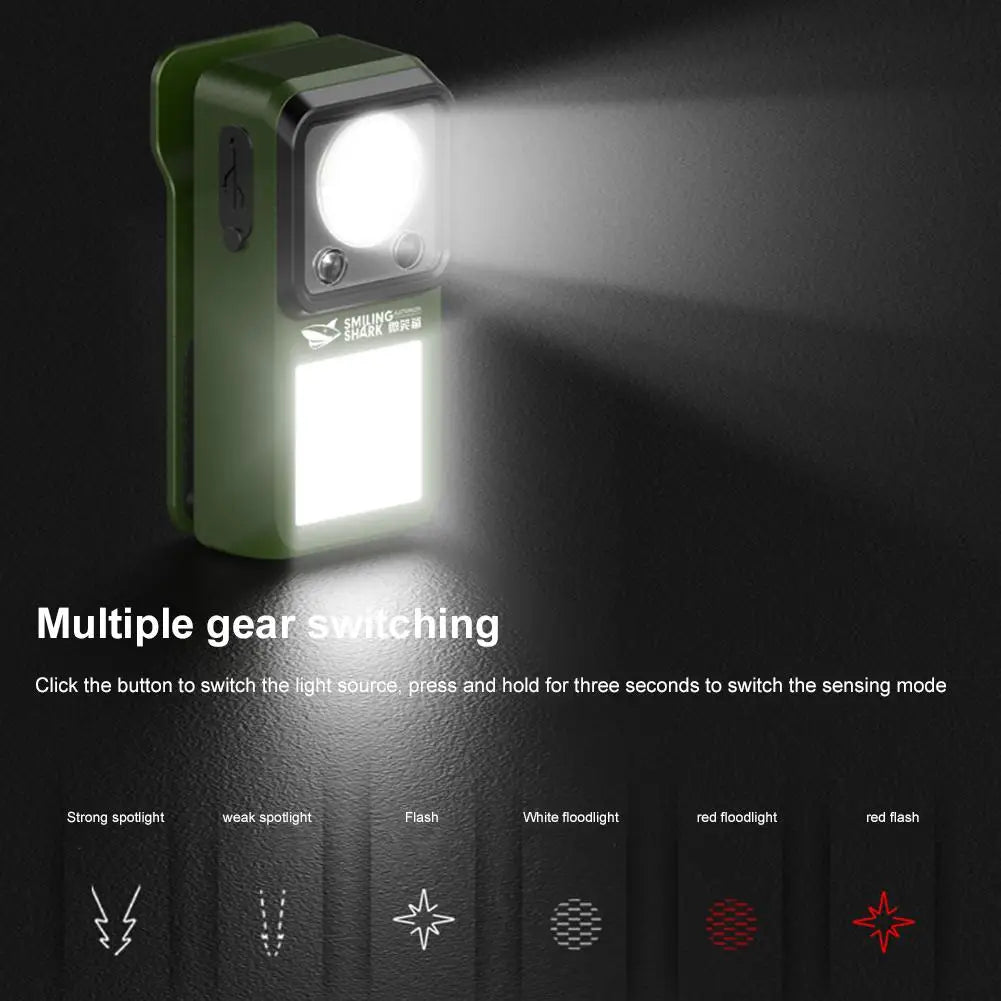 LED Magnetic Clamp Flashlight Clip-on Light Signaling Cycling Outdoor Qme