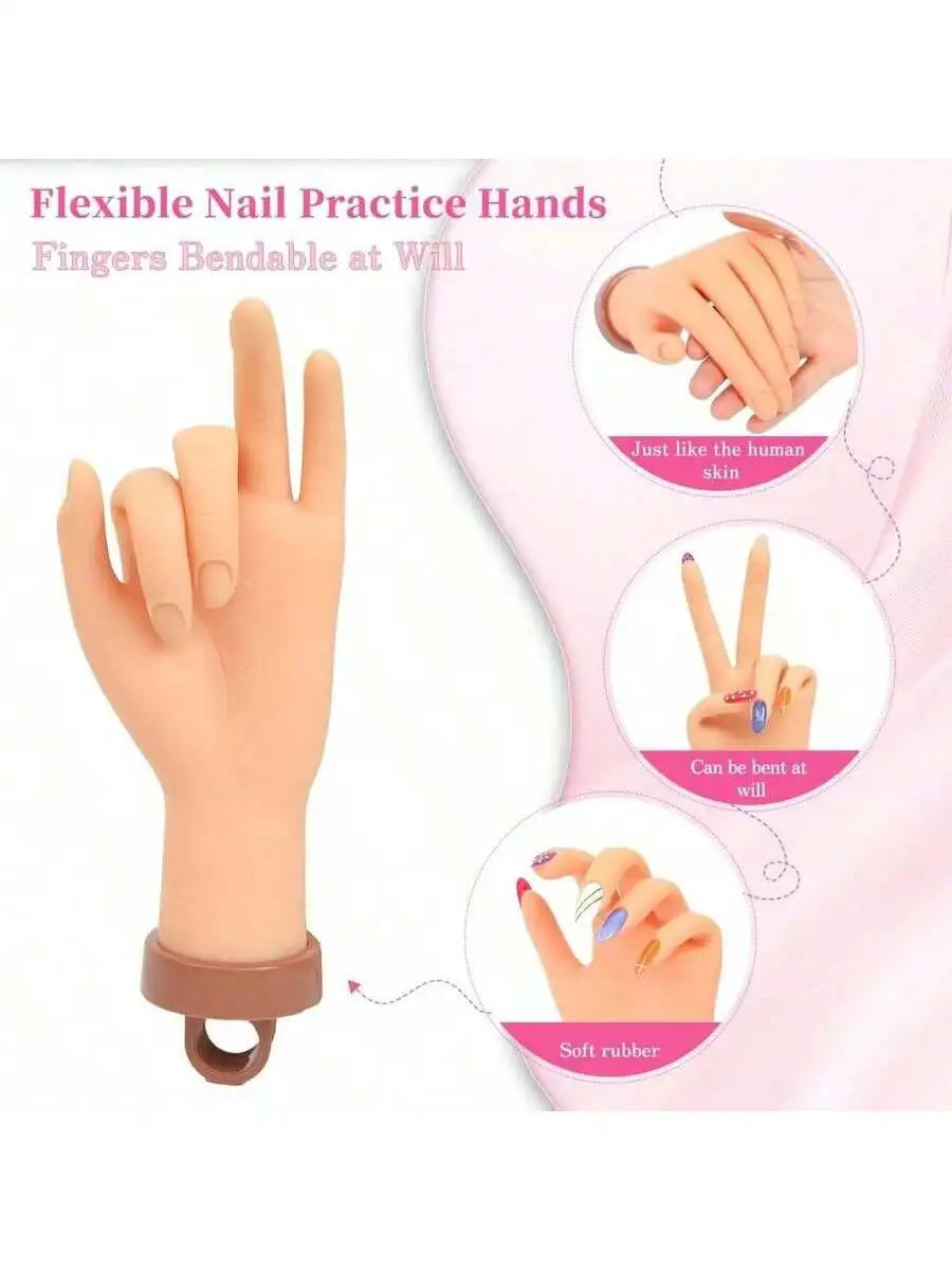 Nail Art Beginners Practice Fake Hand Models Insertable Plates Qme