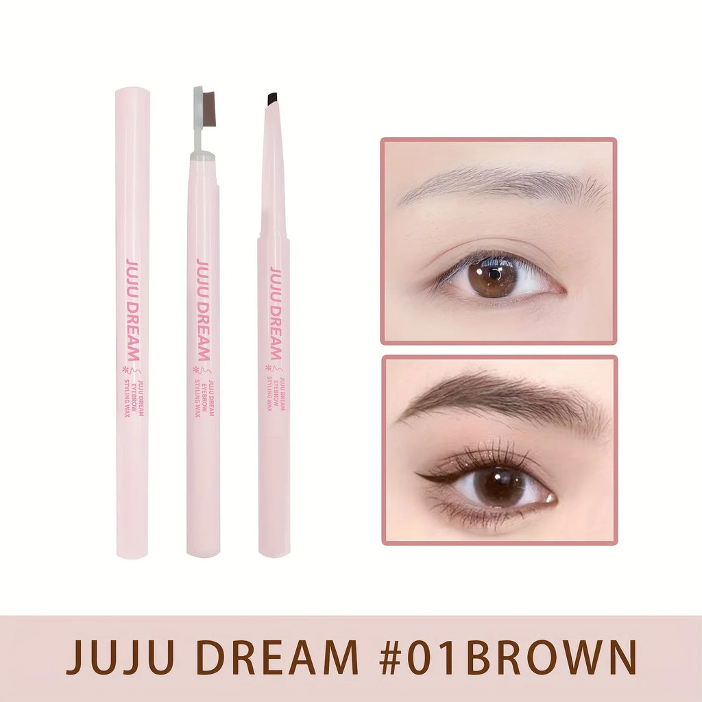 Double head flat core eyebrow wax brush, waterproof and lasting, cream black brown eyebrow, precise styling, clear contour Qme 01