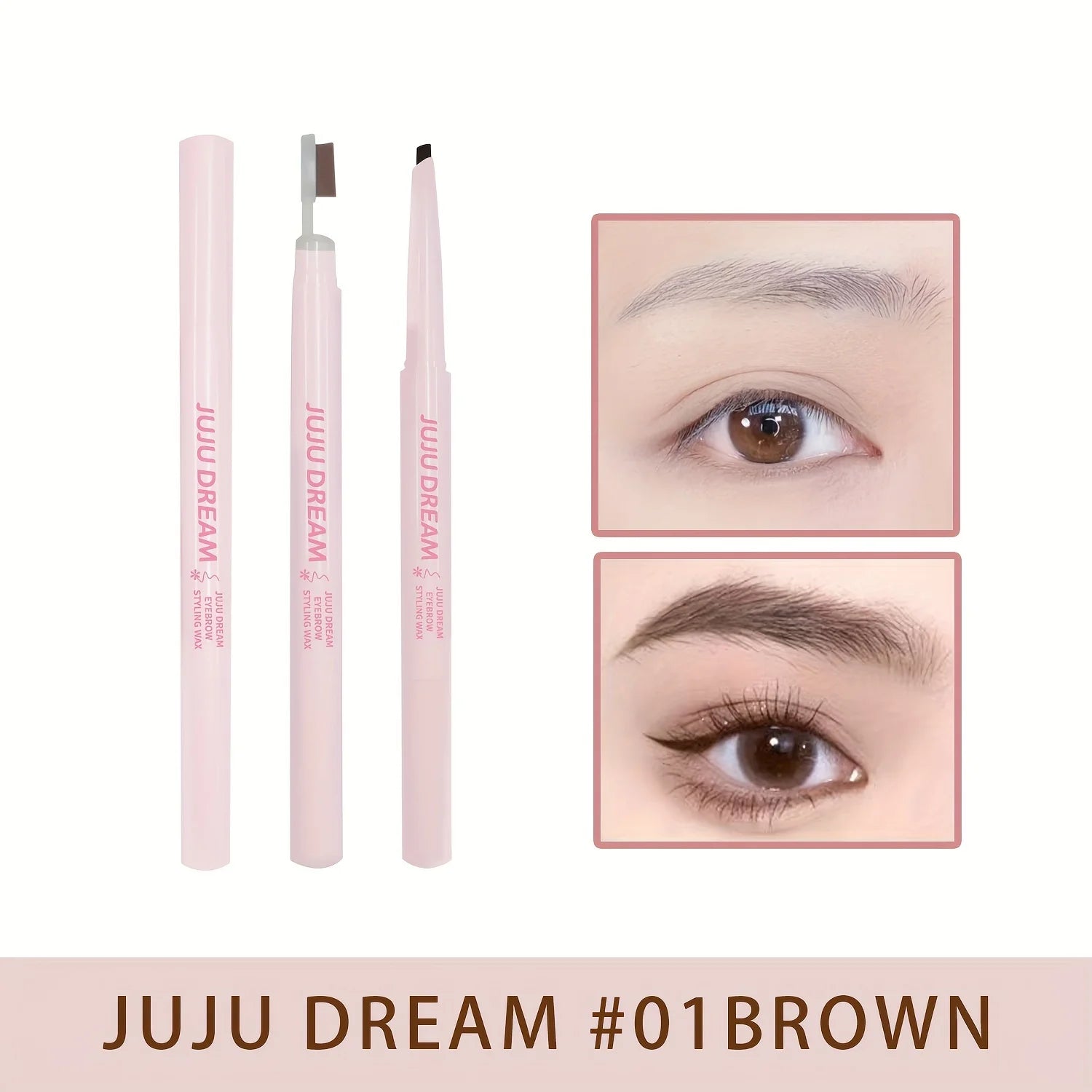 Double head flat core eyebrow wax brush, waterproof and lasting, cream black brown eyebrow, precise styling, clear contour Qme 01