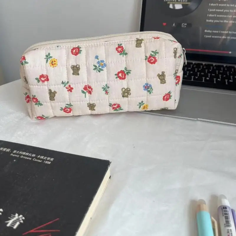 Silver Ballet Cute Bow Large Capacity Pencil Case Student Stationery Qme A15