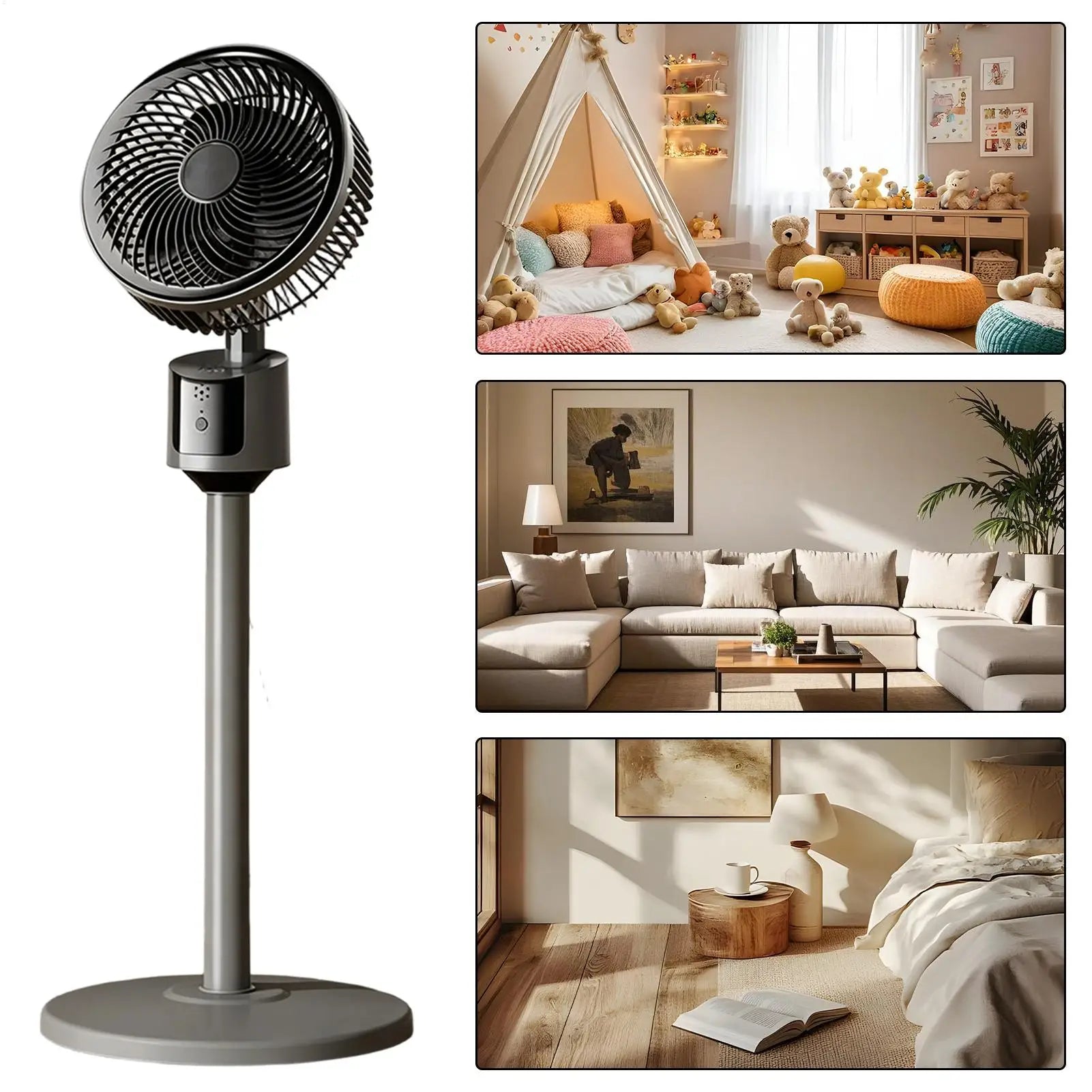 Fan For Bedroom Quiet 3-Speed USB Powered Large Room Standing Powerful Fan For Bedroom Study Office College Dorm Apartment Qme