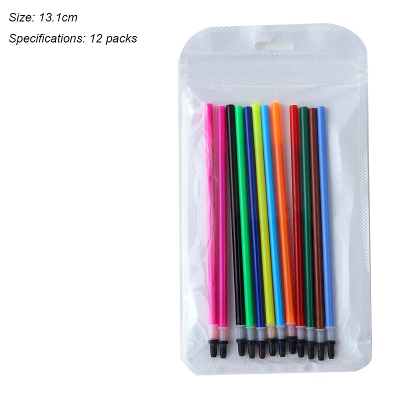 12-36 Pcs/Box Candy Color Gel Pen& Refill Set 0.5mm Kawaii for Multicolor Ballpoint Pen School Office Daily Writing Tools Qme Multi-Colored 12Pcs Refill