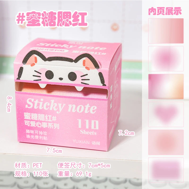 110 Pcs/Box Pull-out Memo Pad Creative Sticky Note Adhesive Labels Sticker DIY Scrapbooking Stickers Student Tearable Notepad Qme C