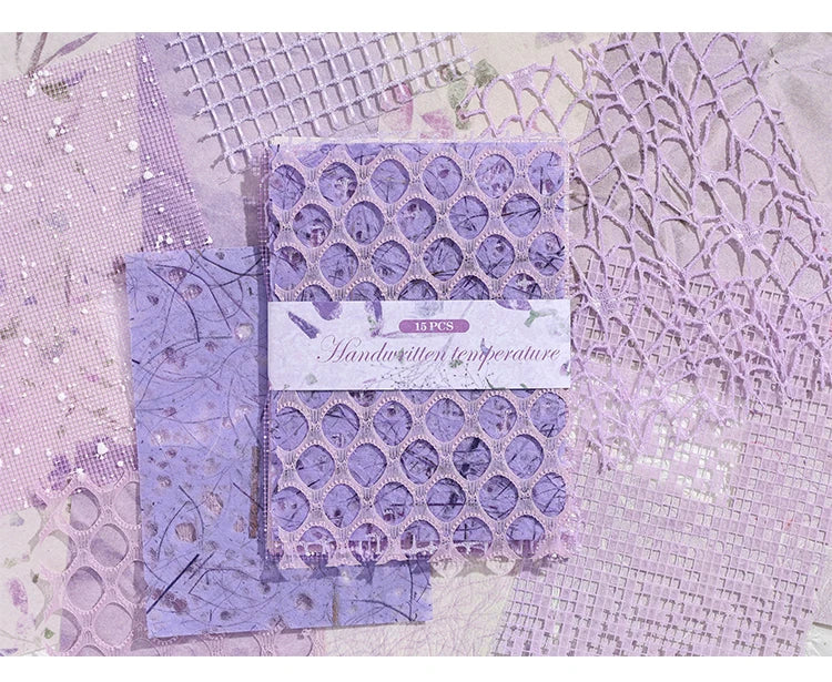 15 pcs Vintage Mixed Materials Lace paper Decor Scrapbook Materials DIY Photo Album Collage Journal Creative Stationery Supplies Qme C