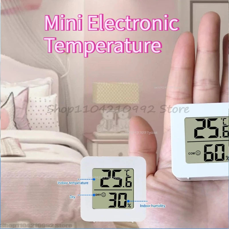 Mini Electronic Temperature and Humidity Meter Car Thermometer with Smiling Face Display Refrigerator Thermometer Qme