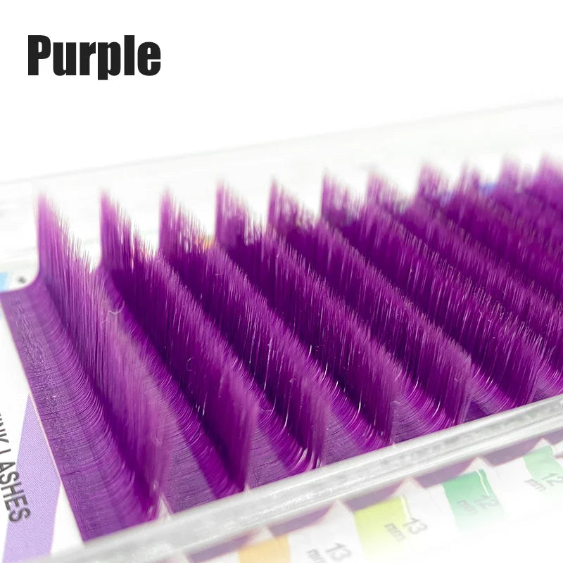NATUHANA Colored Lashes Auto Fans Easy Fan Eyelash Extension L-shaped Qme Purple D 0.10mm|9-15Mix - Easy fan