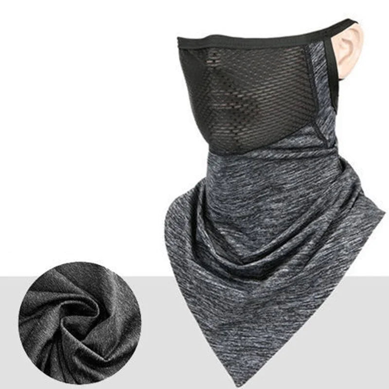 Summer Men Mask Full Face Bicycle Neckerchief Cycling Bandana UV Protection Mask Breathable Ice Silk Outdoor Hanging Ear Scarf Qme light gray One Size