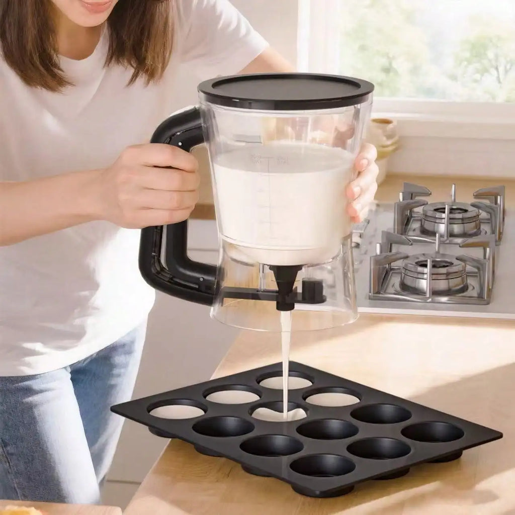 Cake Batter Separator Measuring Cup Dispenser Handheld DIY Baking Tool Qme black