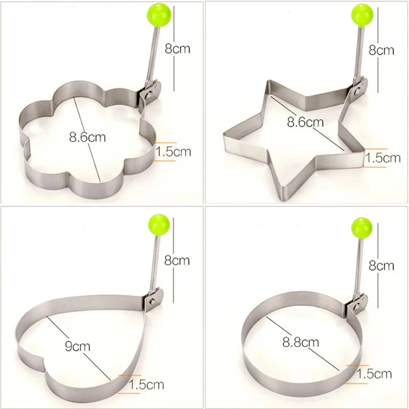 Stainless Steel Fried Egg Mold Heart Pancake Maker Breakfast Baking Omelette Rings Cooking Tools Kitchen Accessories Tool Qme