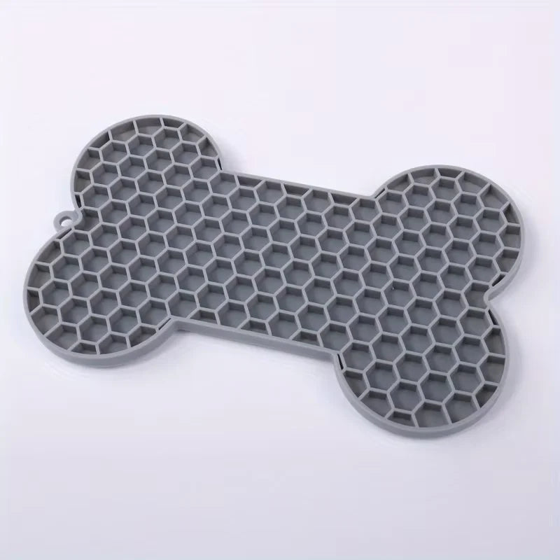 Dog Slow Food Pad Bone Silicone Pet Licking Pad Mat Placemats Pet Supplies Feeding Dog Cats Dogs Supplies Qme 1PC Grey