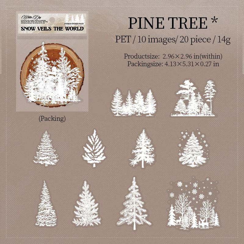 20 Sheets/Bag 3D Foam Winter Snowflake Christmas Sticker Set for DIY Scrapbook Guitar Phone Case Notebook Decoration Craft Qme 1