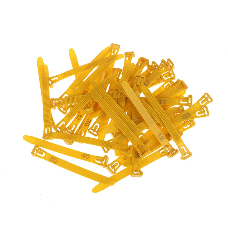 50 Reusable Flexible Retractable Foot Straps Poultry Marking Cards Qme yellow 50pcs