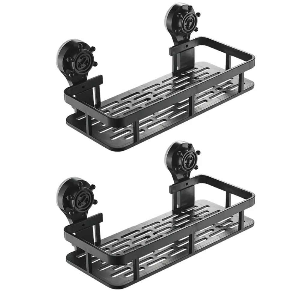 Bathroom Storage Rack Non Perforated Wall Mounted Toilet Toiletries Storage Suction Cup Style Storage Bracket Household Items Qme 2pcs A