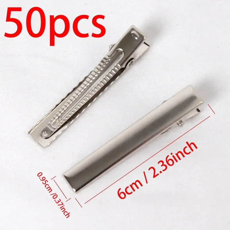 Hair Alligator Metal Clips Duckbill Blank Setting Base DIY Hairpins Qme 6cm 50pcs