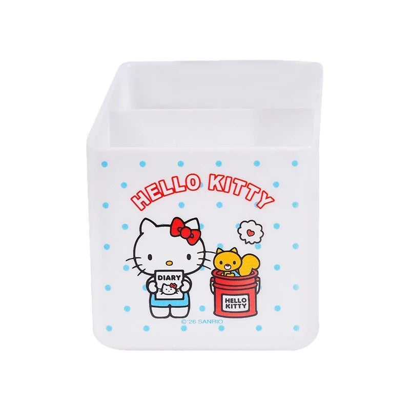 Hello Kitty Double-Compartment Pencil Holder Desk Organizer Cartoon-Themed Multi-Compartment Stationery Case for Students Qme