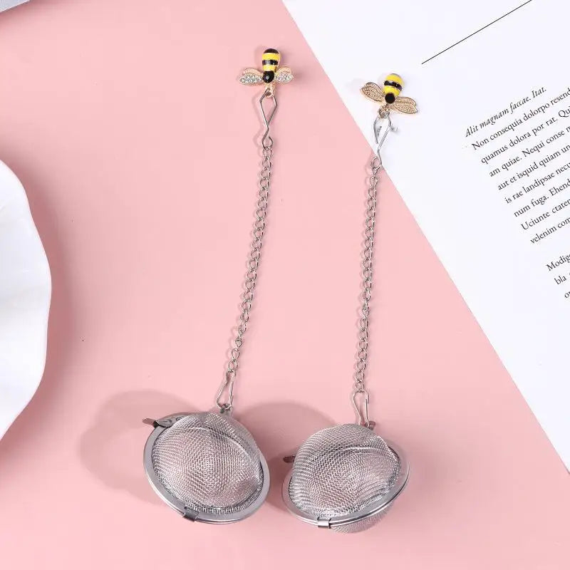 Stainless Steel Tea Infuser Butterfly Bee Heart Plant Chain Filter Qme A2