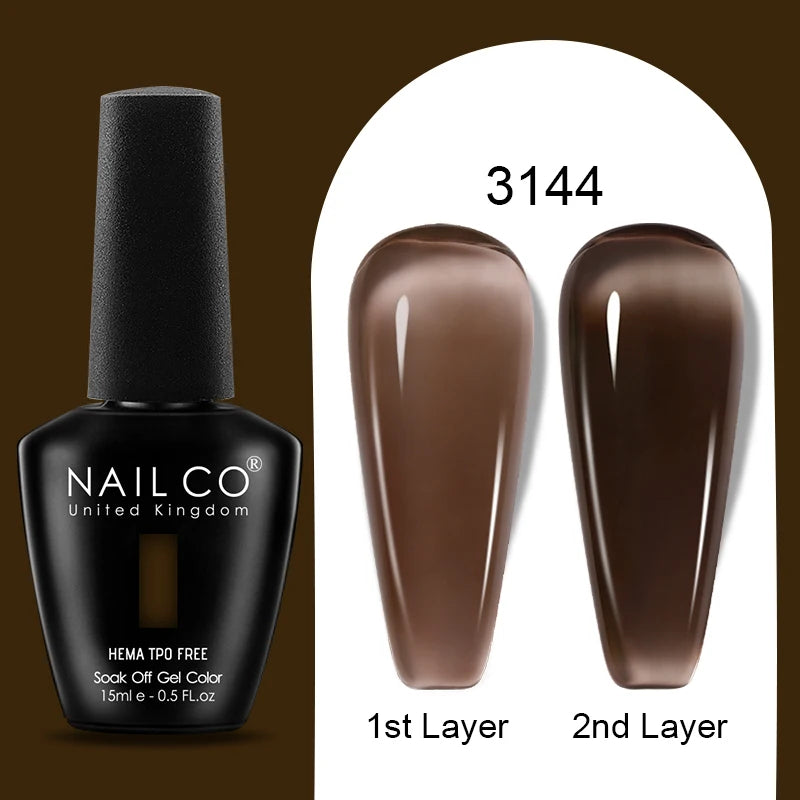 Nailco Jelly Gel Nail Polish Transparent Varnishes 44 Colors Red Pink