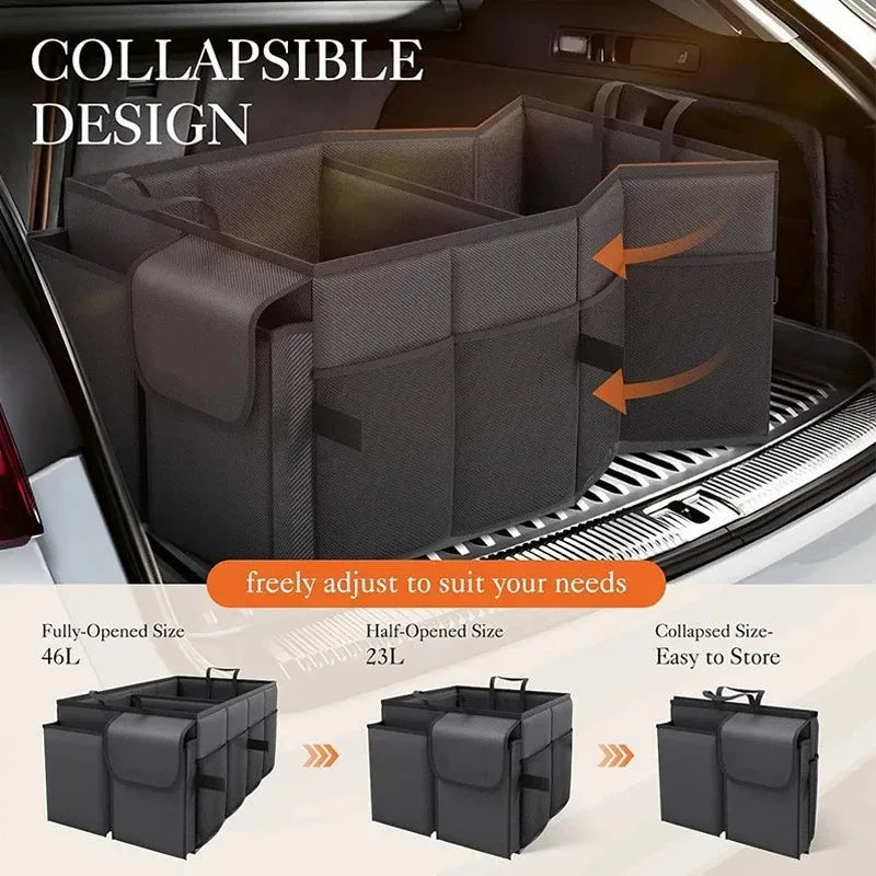 Portable Foldable Car Trunk Storage Box Large Capacity Vehicle Storage Box for Rear Collapsible Container with Space-Saving Desi Qme