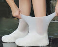 1 Pair Latex Waterproof Shoe Covers Unisex Shoes Protectors Reusable Qme white