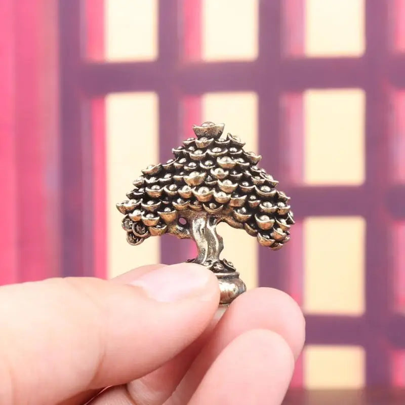 Brass Fortune Tree Ornaments Potted Ingot Living Room Office Retro Qme