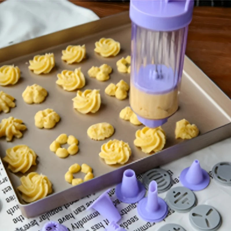 Cookie Press With Decorating Tips, Plastic Cookie Press Gun Kit, Baking Tools, Kitchen Gadgets, Kitchen Accessories, Qme
