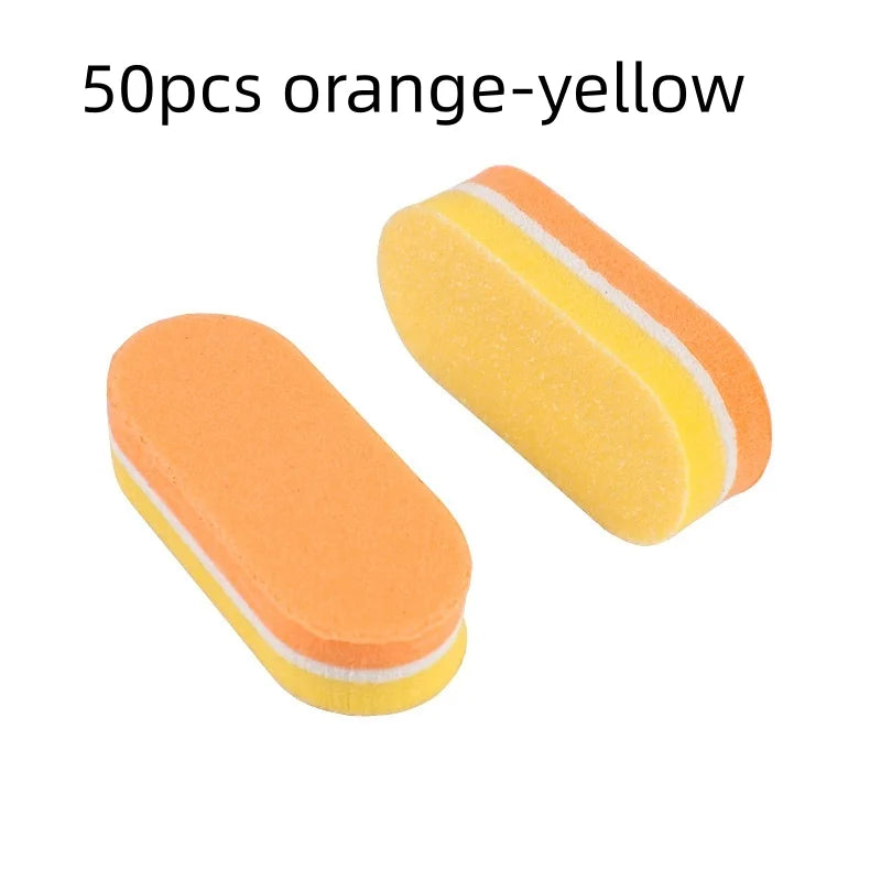 10/50/100pcs mix Professional Buffer Sponge Nail File Mini Double-sided Nails Art Blocks Polishing Manicure Pedicure Qme 50pcs orange-yellow