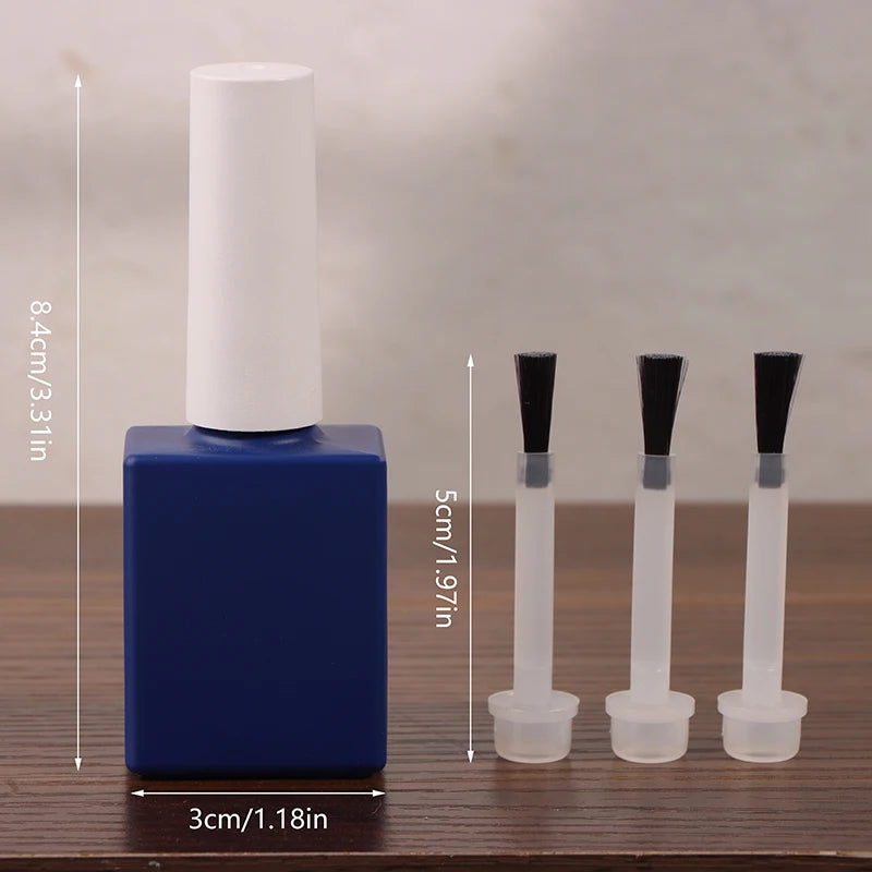 Blue Glass Nail Polish Bottle Brush Empty Refillable Container Gel Qme