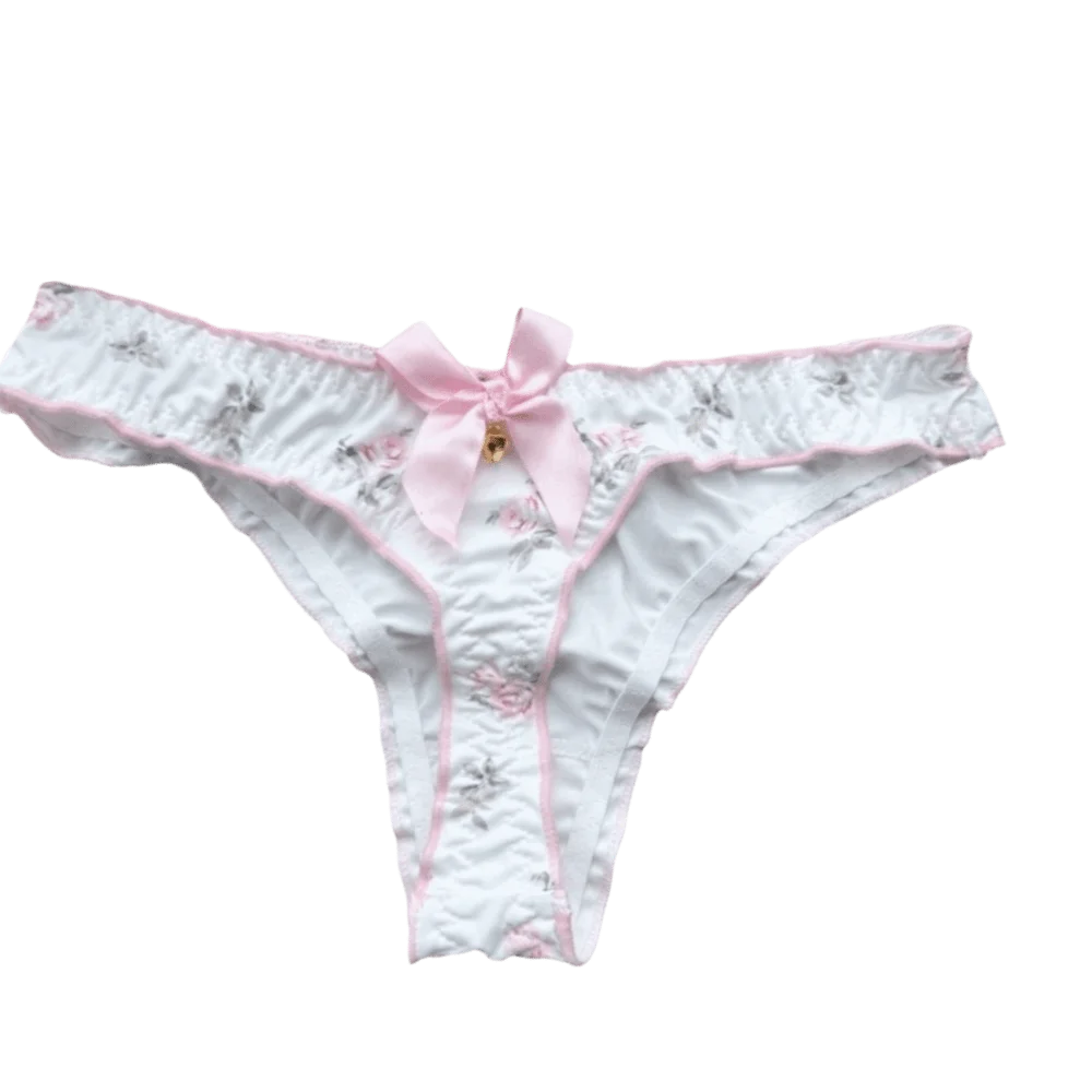 Lingerie Sweet Bow Women Panties Ruffle Low Waist Girls Briefs Flower Qme 1pc L Rose