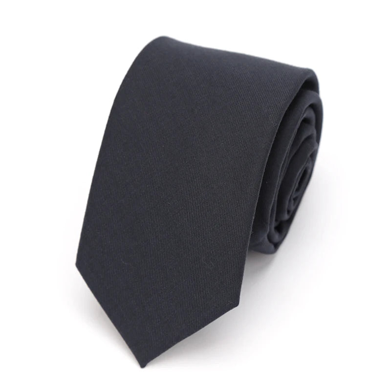 Men's Tie Cotton Black Solid Necktie Narrow Collar Slim Ties Wedding Business Casaual Party Suit Shirt Gift For Men Accessory Qme Navy Blue