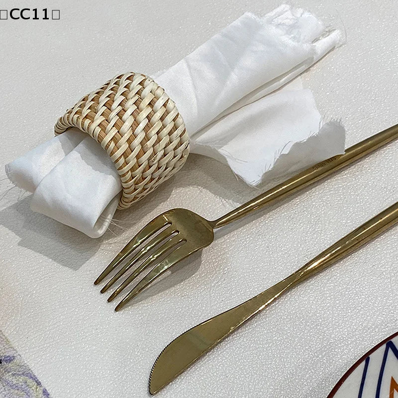 6 Woven Handmade Napkin Ring Rustic Natural Holder Table Decor Wooden Qme