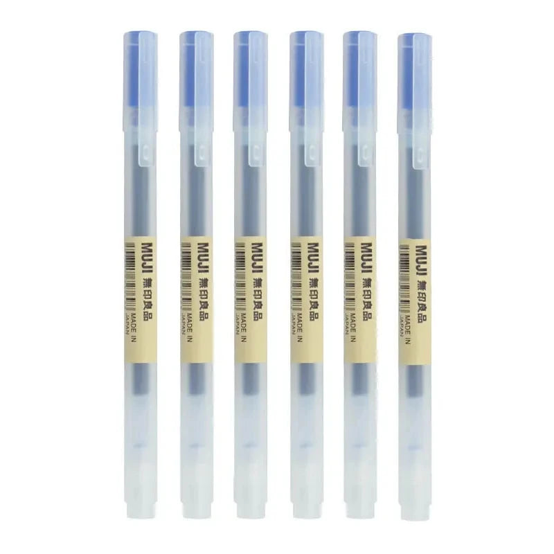 3-6Pcs/Set 0.38mm Kawaii MUJIs Gel Pen Black/Red/Blue Ink Gel Pen Office School Ballpoint Pen Writing Stationery Qme 0.38mm 6 blue