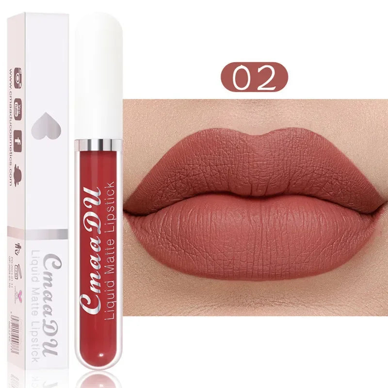 6 Colors/Set Fashion Matte Lip Gloss Sets Natural Moisturize Waterproof Lasting Velvet Sexy Red Liquid Lipstick Beauty Cosmetic Qme 02
