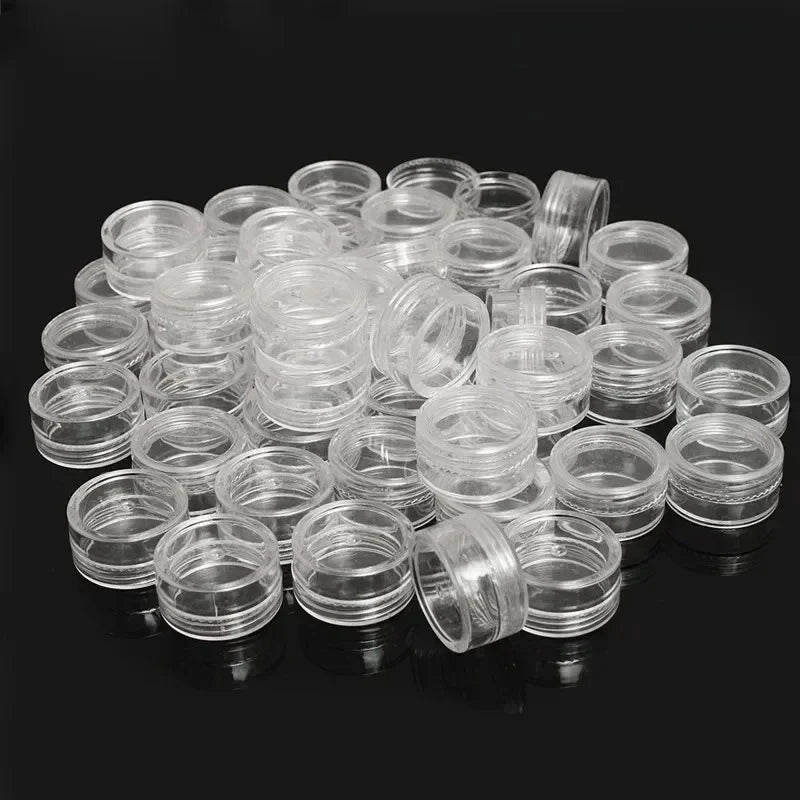 50/20/10pcs 2-5g Clear Cream Jar Mini Cosmetic Bottles Containers Transparent Pot For Nail Arts Small Clear Can Tin For Balm Qme 3g 20pcs