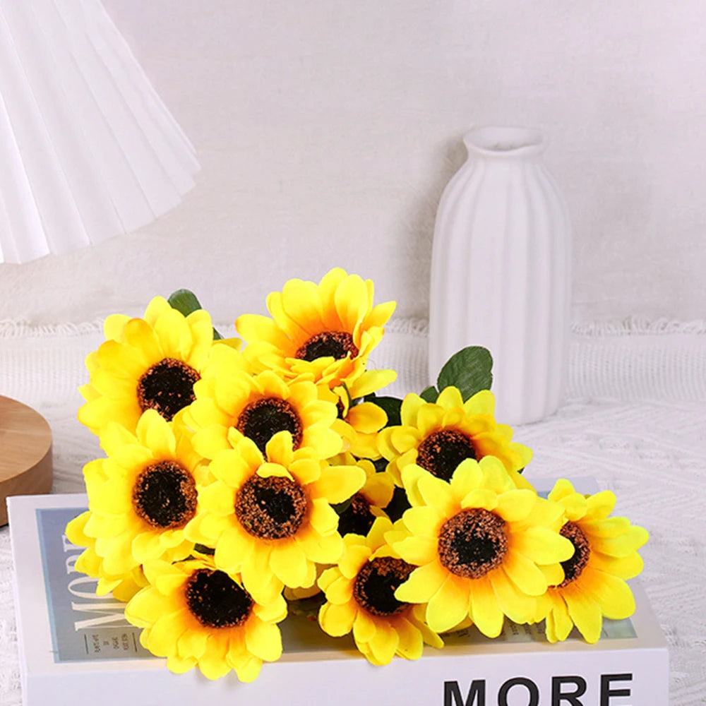Sunflower 7-Head Artificial Sunflower Bouquet, Bouquet, Wedding Home Decoration And Artificial Flowers Qme