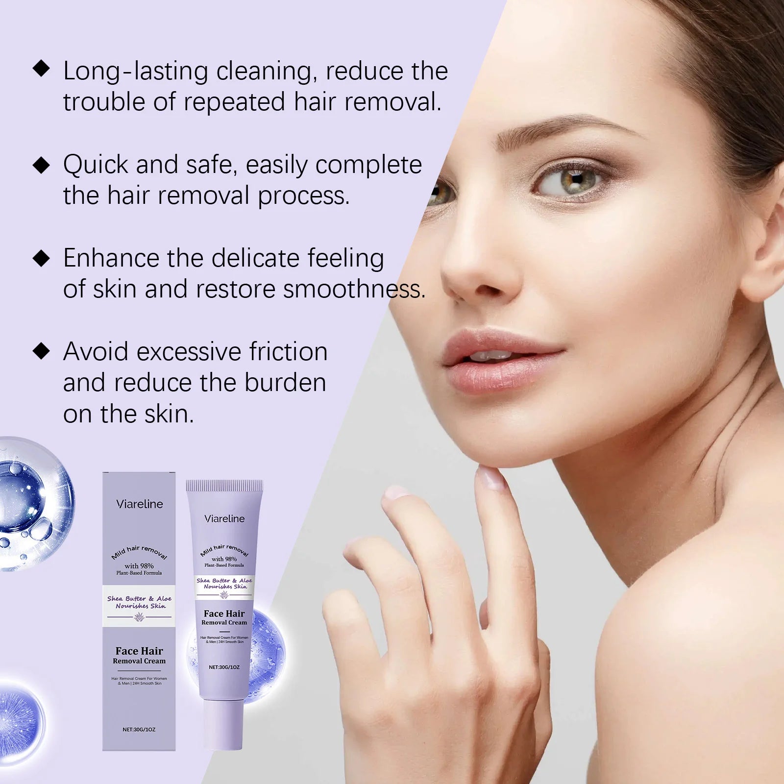 Face Hair Removal Cream Gentle Painless Facial Depilatory Remove Upper Lip Chin Sideburns Hair Non-irritating Nourish Skin Care Qme