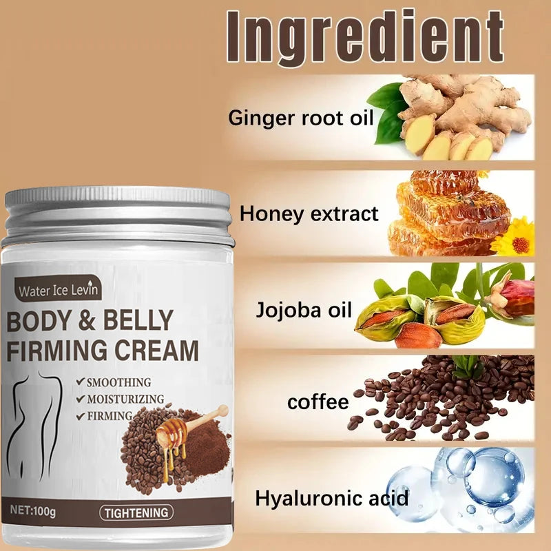 Caffeine Collagen Firming Cream - 100g, Contains Caffeine and Coconut Oil, Rich in Vitamin E, Fragrance-Free, Tightens and Lifts the Abdomen, Thighs, Buttocks, Arms, All Skin Types, Hypoallergenic, Whitening Effect Qme
