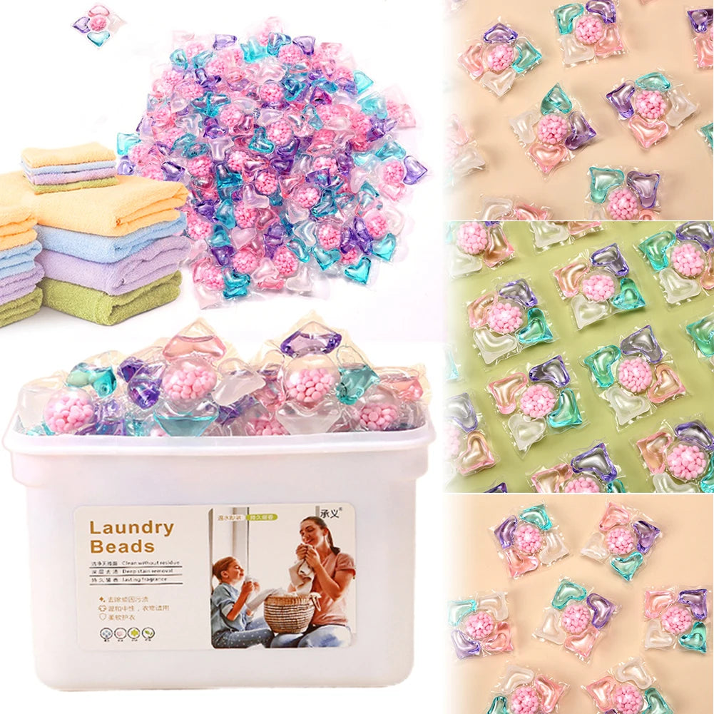 50Pcs Laundry Detergent Soap Box 5 in 1 Multi-purpose Strong Detergent Laundry Aroma Liquid Capsule Ball for Home Dormitory Qme