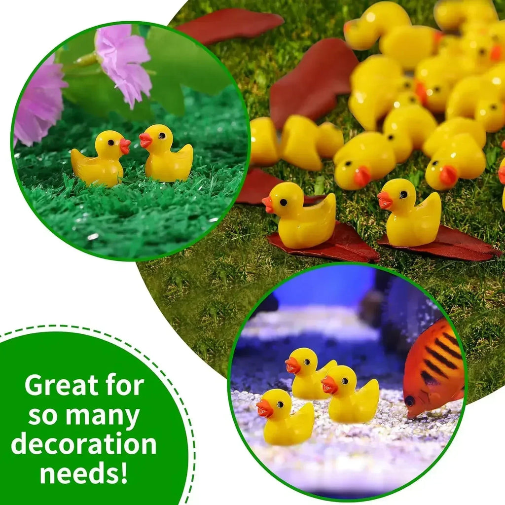 100/50/20Pcs/set Mini Resin Ducks Tiny Duck Miniature Figures Bulk Little Duck Charms for Party, DIY Micro Landscape Decorations Qme